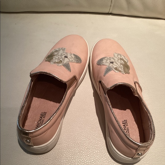 Michael Kors pink MK perforated slip on sneakers VGUC size 13 - Picture 7 of 10